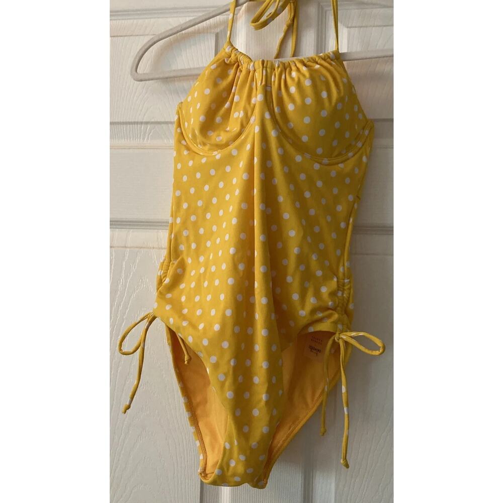 Swimsuit Ashley Graham yellow polka dot one piece Women’s Size 6 Bathing Suit